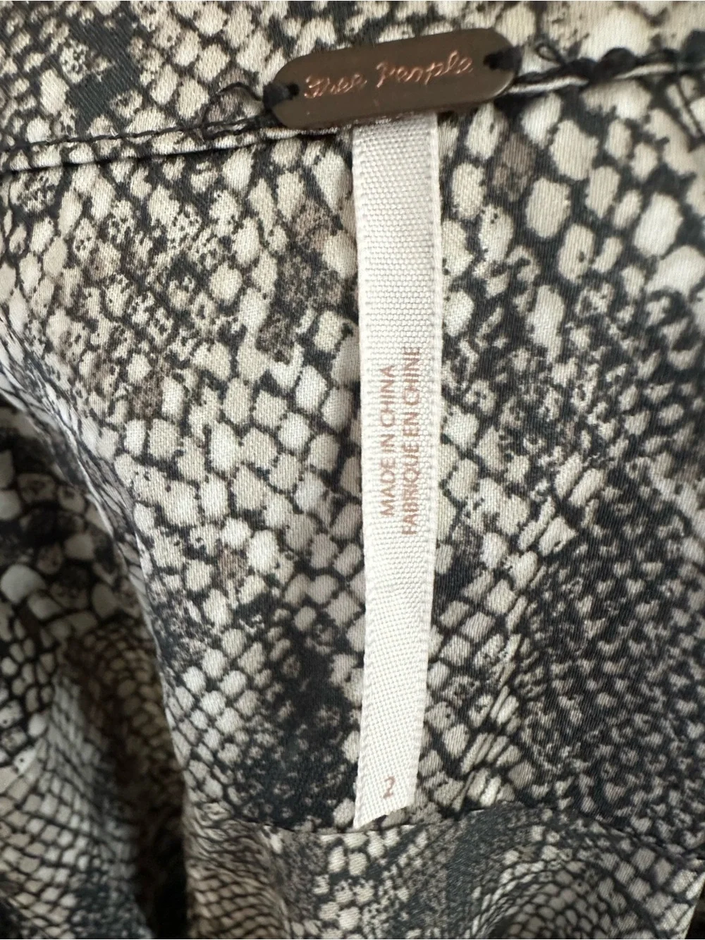 Free People Normani Bias Printed Midi Skirt Gray Snakeskin Size 2